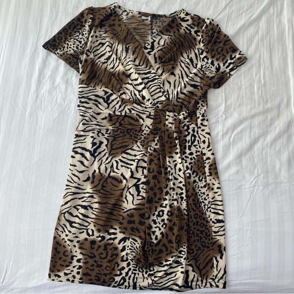 Animal Print V-Neck Midi Dress - Picture 3 of 6